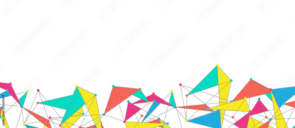 Fototapeta premium Line points connections, triangular technology design. Abstract geometric background