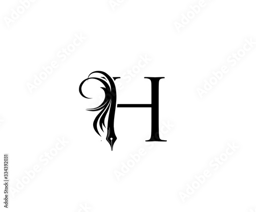 Luxury Pen H Letter Logo Icon