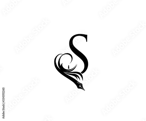 Luxury Pen S Letter Logo Icon