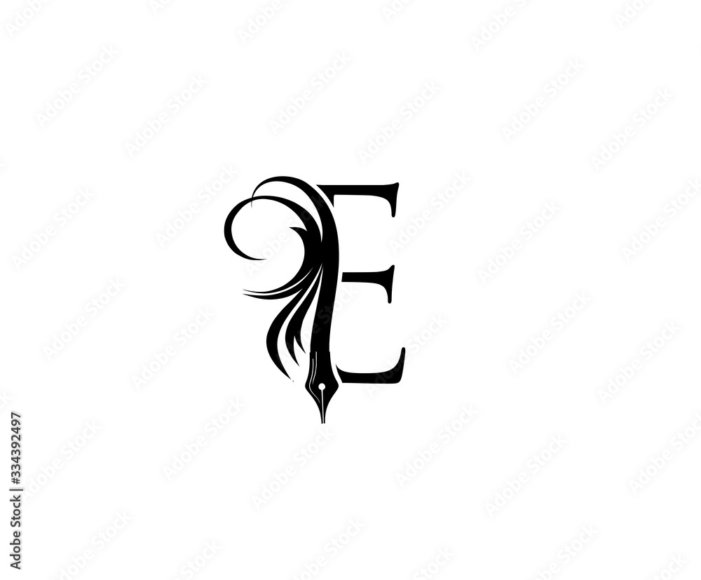 Luxury Pen E Letter Logo Icon Luxury Pen E Letter Logo Icon