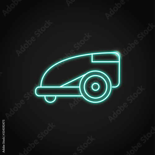 Neon smart lawn mower icon in line style