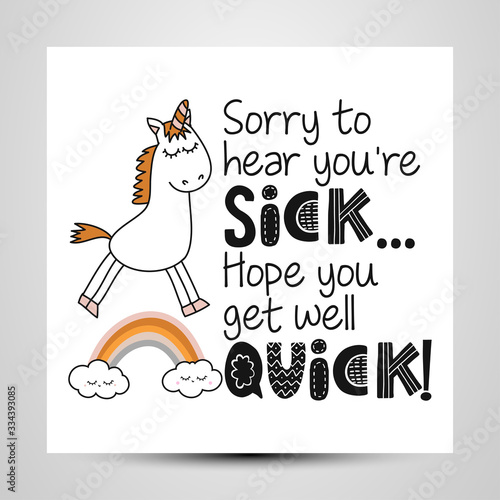Sorry to hear you're Sick, Hope you get well quick! - I will fight coronavirus STOP coronavirus (2019-ncov) - handwritten greeting card Awareness lettering phrase.
