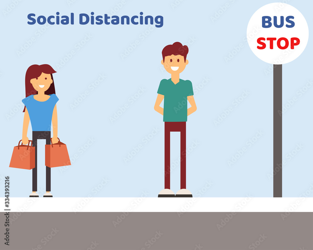 Social Distancing with COVID-19 crisis concept: There are people who stand far about 1-2 m. for protect corona virus. Cartoon vector style for your design. Social Distancing with COVID-19 crisis concept: There are people who stand far about 1-2 m. for protect corona virus. Cartoon vector style for your design.