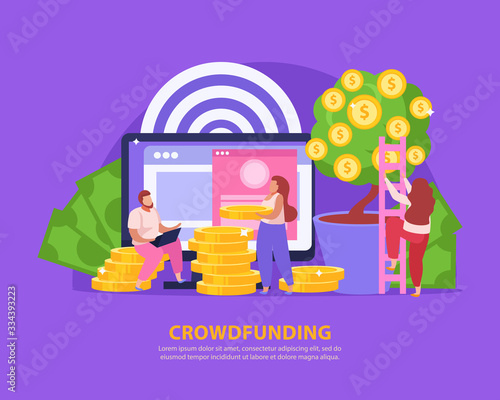 Crowdfunding Flat Concept