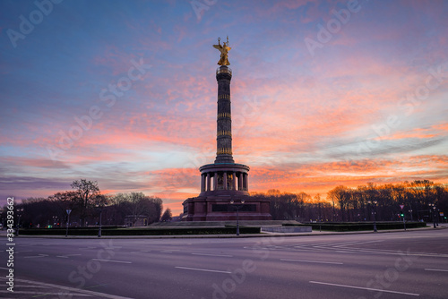 Berlin Center Siegessäule, Statue in golden Morning light  photo