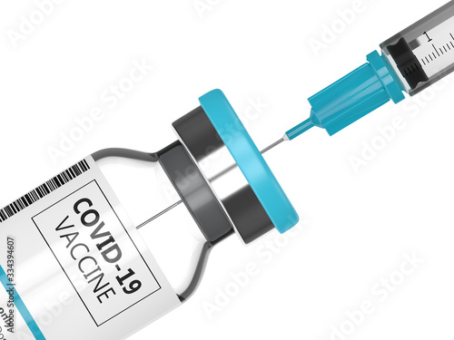3d render of covid-19 vaccine vial and syringe