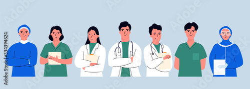 Medical staff. Doctor , nurses and other medicine practitioners vector set.