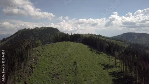 Aerial view of the bald mountain with green grass in the Slovak Tatras photo