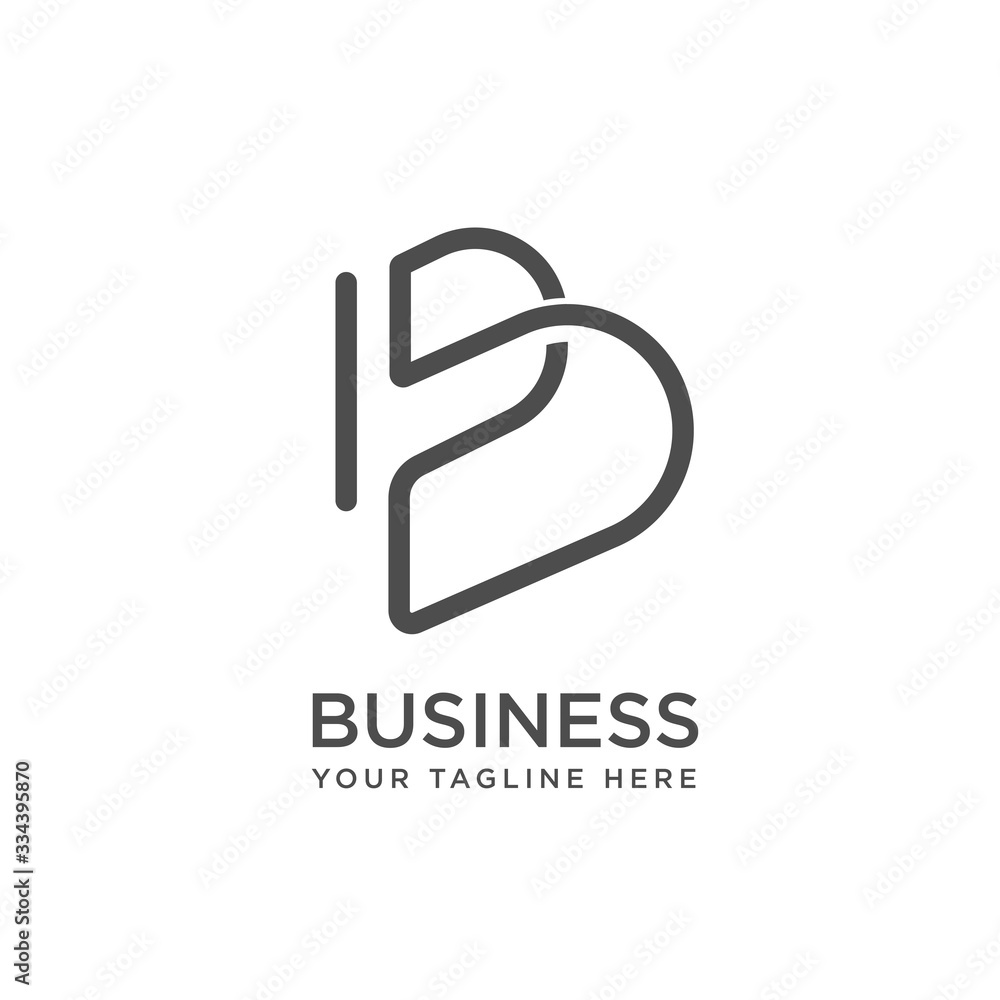 B letter initial line art logo design inspiration - obrazy, fototapety, plakaty 