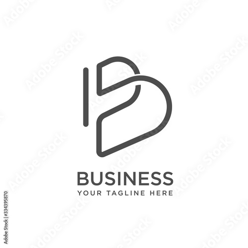 B letter initial line art logo design inspiration