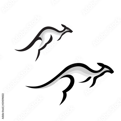 Abstract simple kangaroo jumping art logo design inspiration