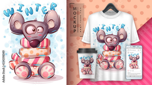 Winter mouse poster and merchandising