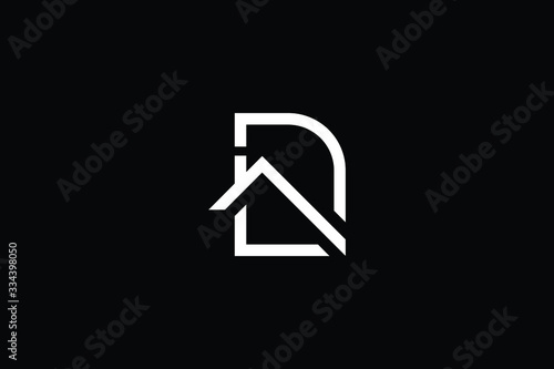 Logo design of D in vector for construction, home, real estate, building, property. Minimal awesome trendy professional logo design template on black background.