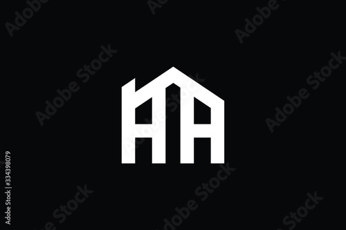 Logo design of HH AA in vector for construction, home, real estate, building, property. Minimal awesome trendy professional logo design template on black background.