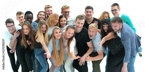 group of cheerful young people looking at the camera.