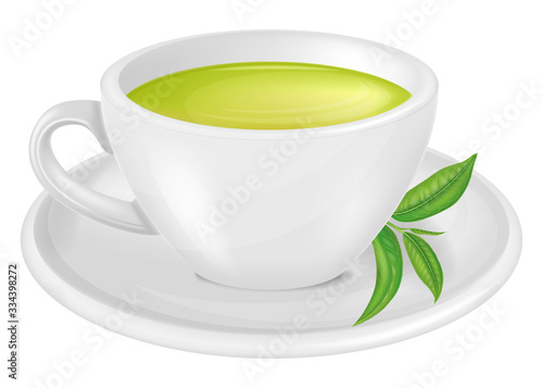A cup of green tea. Vector illustration.	