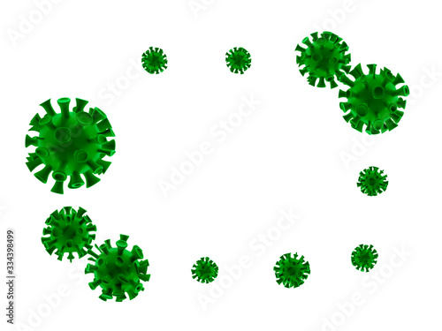 Coronavirus disease COVID-19 medical 3D render infection. Influenza as green dangerous flu strain cases as a pandemic medical health risk concept