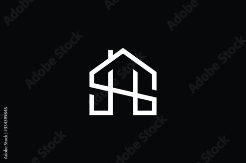 Obraz na płótnie Logo design of S SH HS in vector for construction, home, real estate, building, property. Minimal awesome trendy professional logo design template on black background. w salonie