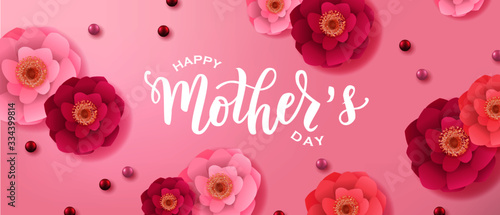 Happy Mother’s day hand lettering text. Good for the holiday of mom, vector illustration. Typography. Card, poster, banner, invitation, postcard.
