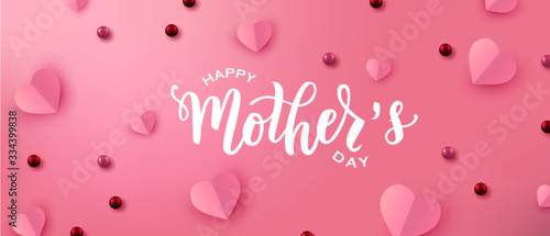 Happy Mother’s day hand lettering text. Good for the holiday of mom, vector illustration. Typography. Card, poster, banner, invitation, postcard.