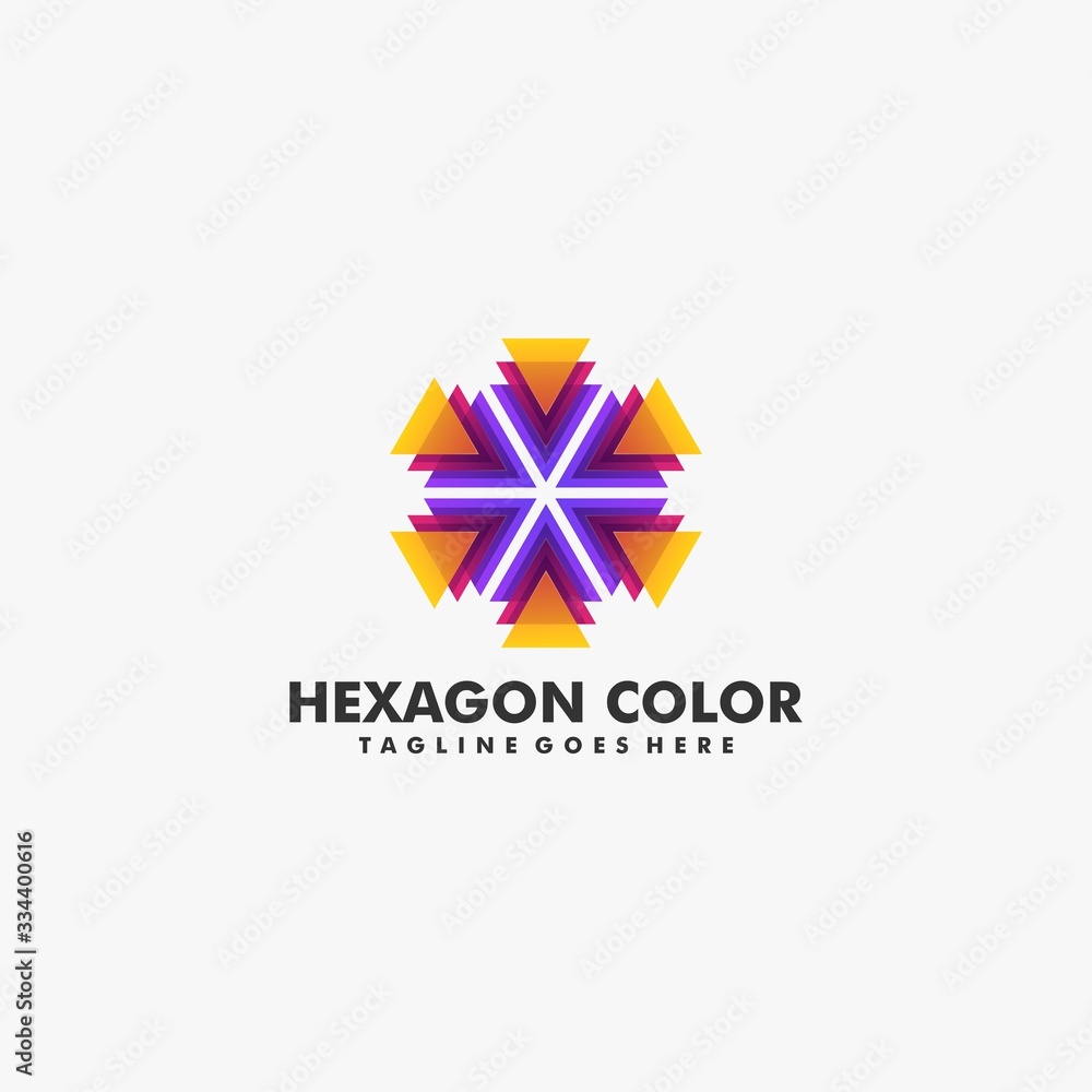 Vector Logo Illustration Abstract Hexagon Gradient Colorful Style.