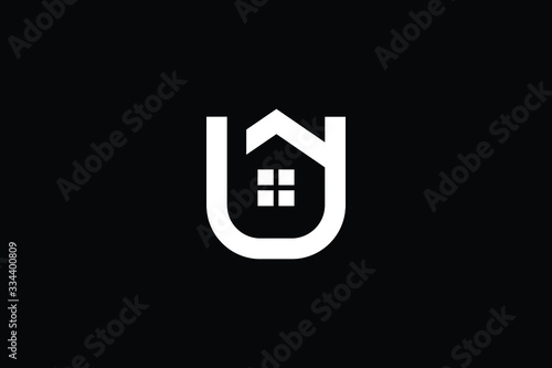 Logo design of U in vector for construction, home, real estate, building, property. Minimal awesome trendy professional logo design template on black background.