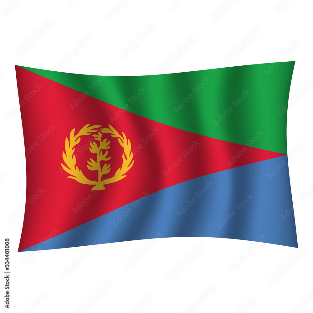 Obraz premium Eritrea flag background with cloth texture. Eritrea Flag vector illustration eps10. - Vector