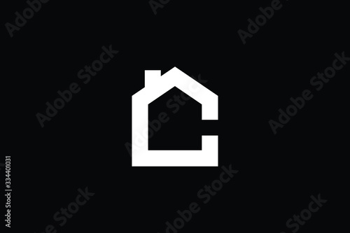 Logo design of C in vector for construction  home  real estate  building  property. Minimal awesome trendy professional logo design template on black background.