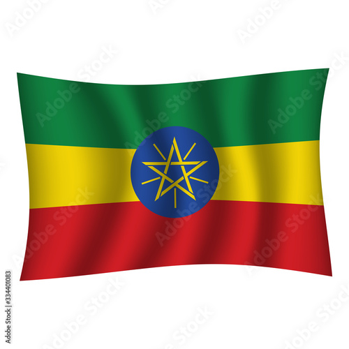 Ethiopia flag background with cloth texture. Ethiopia Flag vector illustration eps10. - Vector