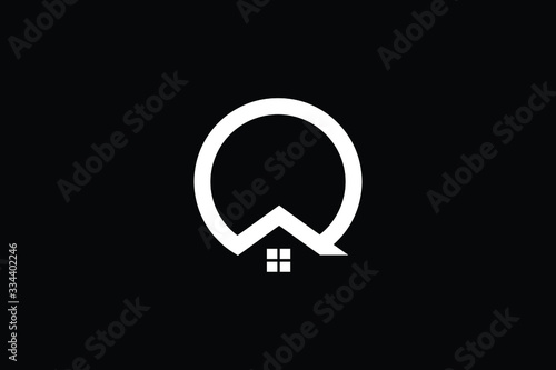 Logo design of Q O in vector for construction, home, real estate, building, property. Minimal awesome trendy professional logo design template on black background.