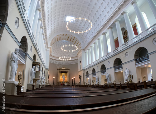 An interior of Church of Our Lady or Copenhagen Cathedral. Copenhagen  Denmark. February 2020