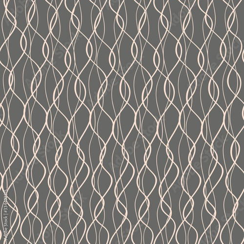 Woven style vector line seamless pattern background. Hand drawn entwined yarn loop weave backdrop. Vertical linear geometric loose strands. Minimal organic all over print for texture, fabric packaging
