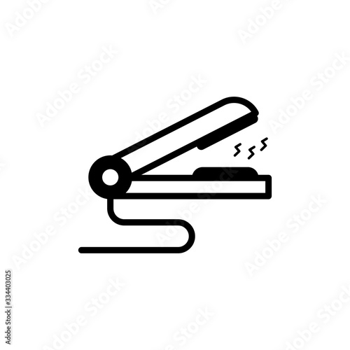 Hair iron icon. Hair straighten sign. Female accessories symbol for mobile concept. Trendy Flat style for graphic design, Web site, UI. EPS10. - Vector illustration