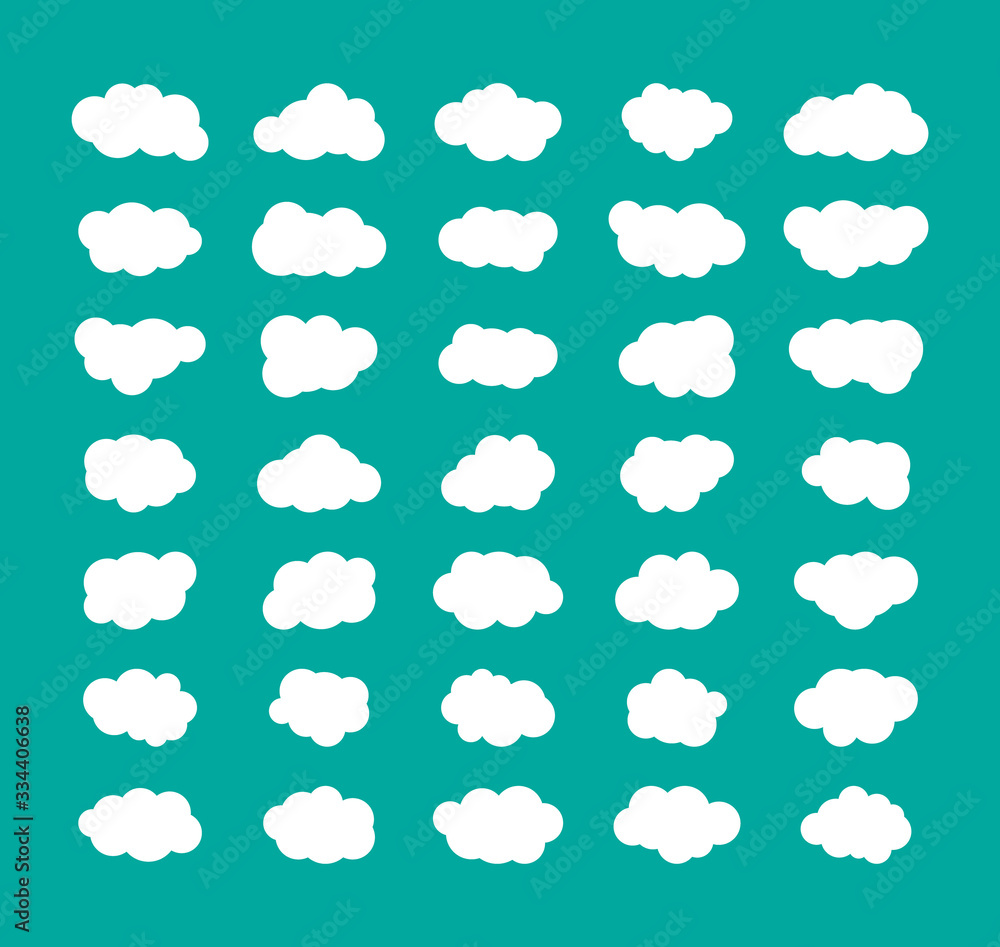 Naklejka White clouds on turquoise background in the form of the sky. Flat. Vector illustration