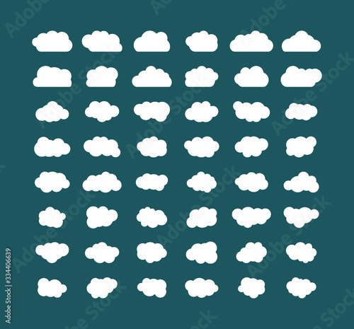 White clouds on blue background in the form of the sky. Flat. Vector illustration. Eps10