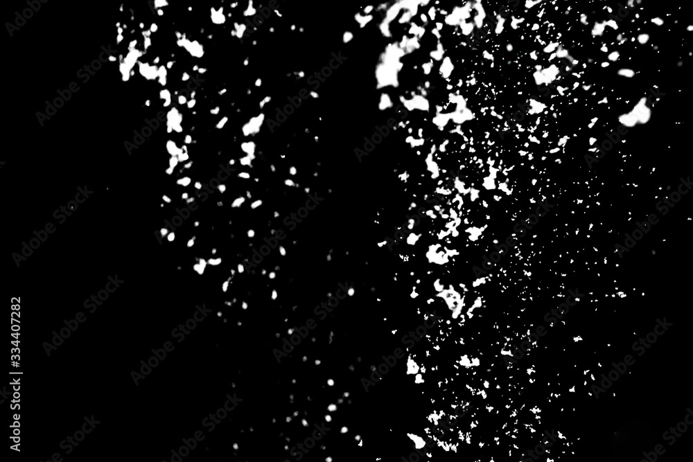 Layer for overlay on black background white snow, white snow on black background