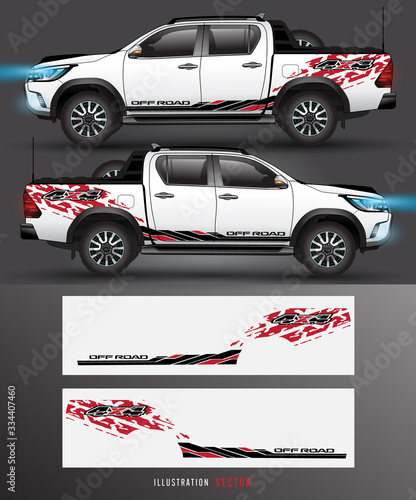 4 wheel drive truck and car graphic vector. abstract lines design for vehicle vinyl