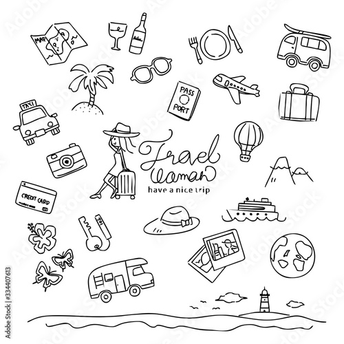 旅行　アイコン　手描き