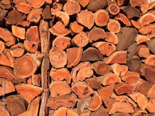 Pile of redgum wood