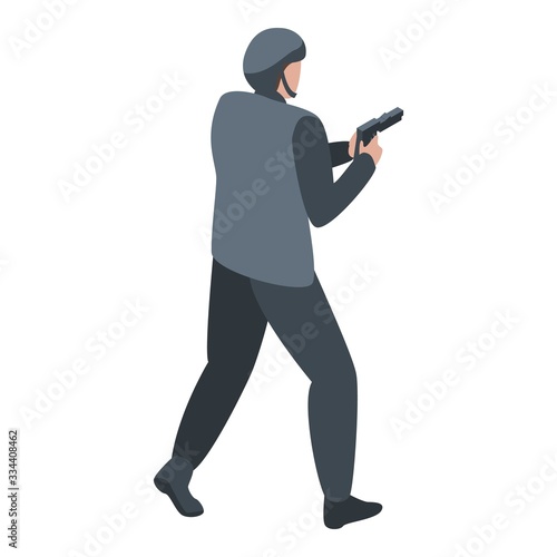 Police officer pistol icon. Isometric of police officer pistol vector icon for web design isolated on white background