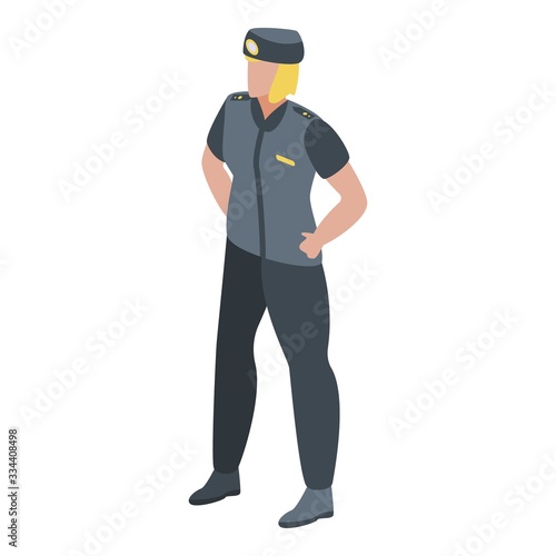 Woman police officer icon. Isometric of woman police officer vector icon for web design isolated on white background