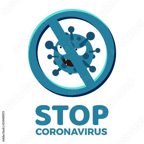 Corona virus Icon with  Prohibit Sign, 2019-nCoV Novel Corona virus Bacteria.No Infection and Stop Corona virus Concept.Dangerous Corona virus Cell in China, Wuhan/USA/Italy/Spain.Isolated Vector Icon