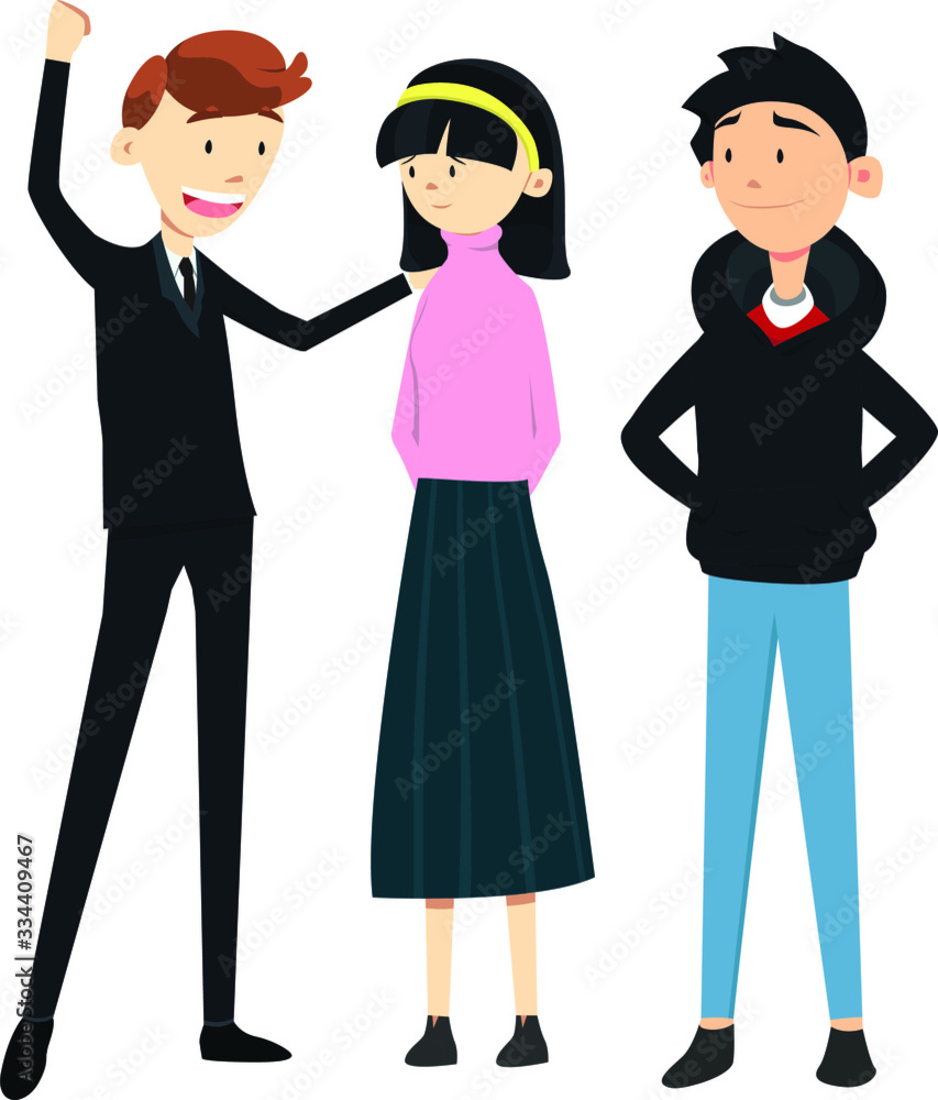 Male Boss motivates his team vector illustration Male Boss motivates his team vector illustration