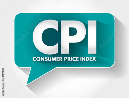 CPI - Consumer Price Index acronym message bubble, business concept background