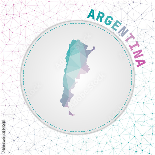Vector polygonal Argentina map. Map of the country with network mesh background. Argentina illustration in technology, internet, network, telecommunication concept style. Classy vector illustration.