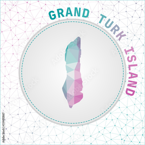 Vector polygonal Grand Turk Island map. Map of the island with network mesh background. Grand Turk Island illustration in technology, internet, network, telecommunication concept style.