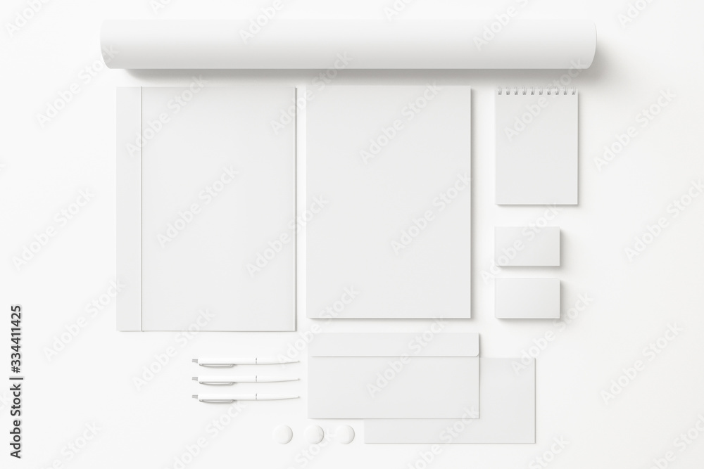 Blank branding stationery set isolated on white as template for identity design presentation Blank branding stationery set isolated on white as template for identity design presentation