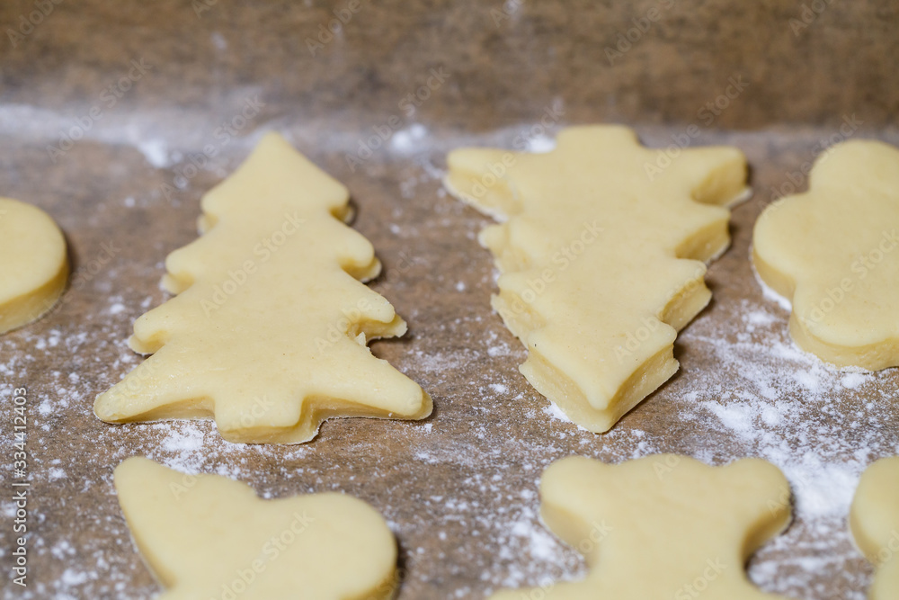 cooking homemade delicious cookies of different figures from the dough