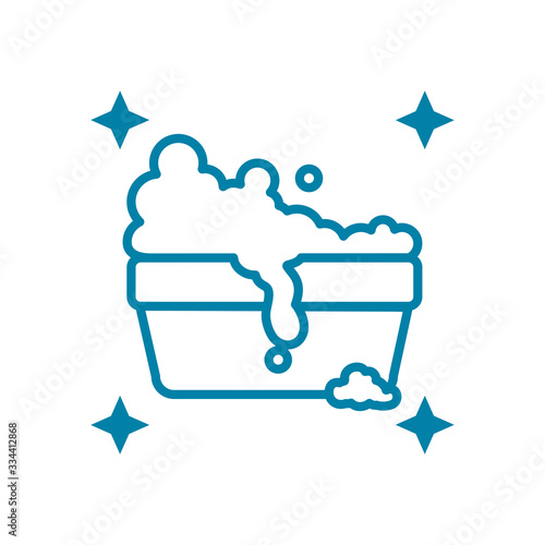 bucket with soapy water icon, line style