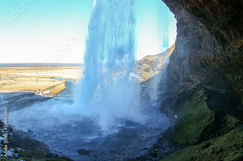 Fototapeta Naklejka Na Ścianę i Meble -  High spectacular waterfall in Iceland. Famous place